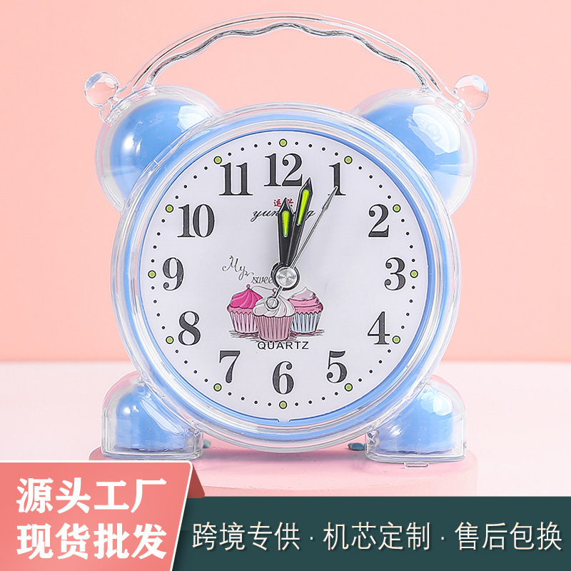 Elementary School Student Alarm Clock Kidsren's Cartoon Clock Bedside Simple Popular Small Alarm Clock Desk Clock Jumping Seconds Not Mute