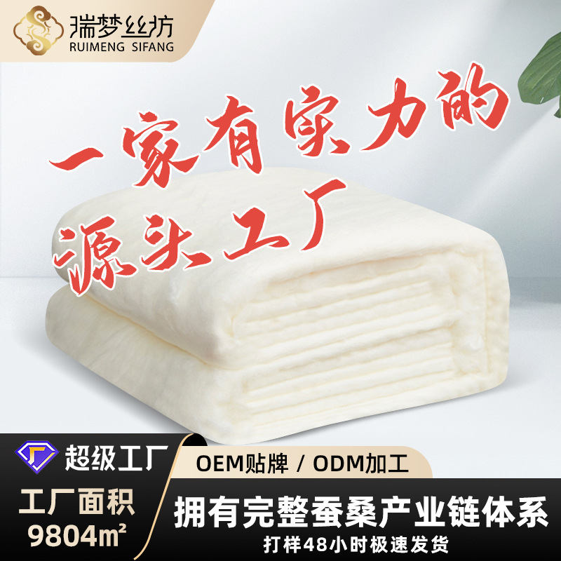 桑蚕丝短丝光胎100桑蚕丝桐乡蚕丝被裸胎原料加工1斤装蚕丝批发
