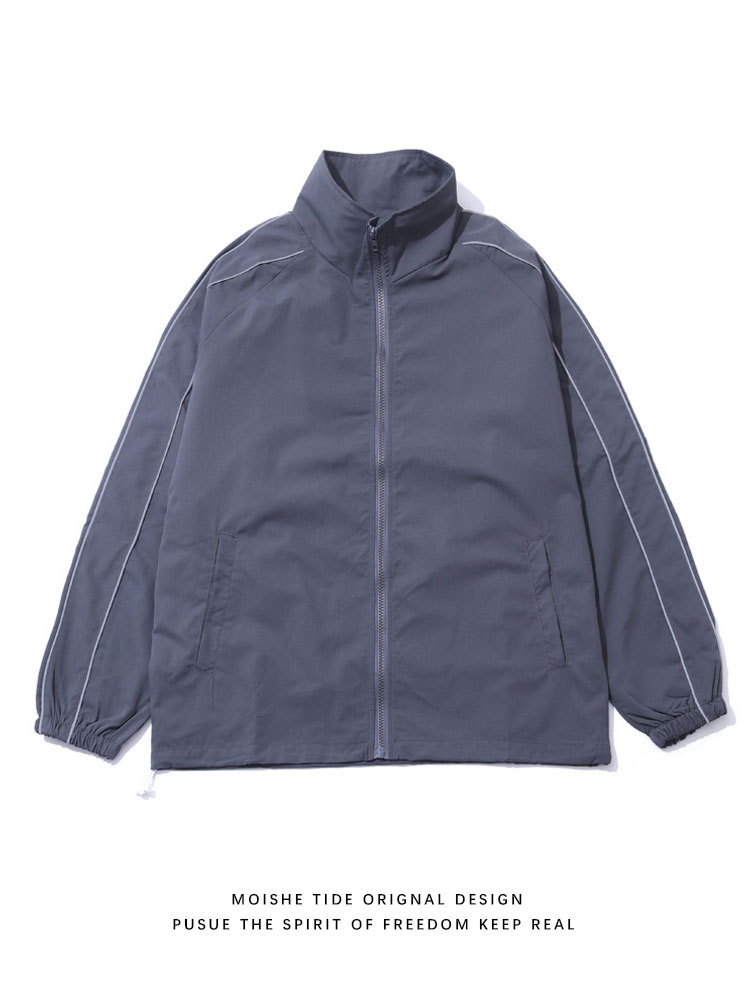 Casual 2024 primavera y verano delgado estilo coreano suelto chaqueta de punto de cuello alto para hombre trabajo a prueba de viento chaqueta ropa de todo fósforo