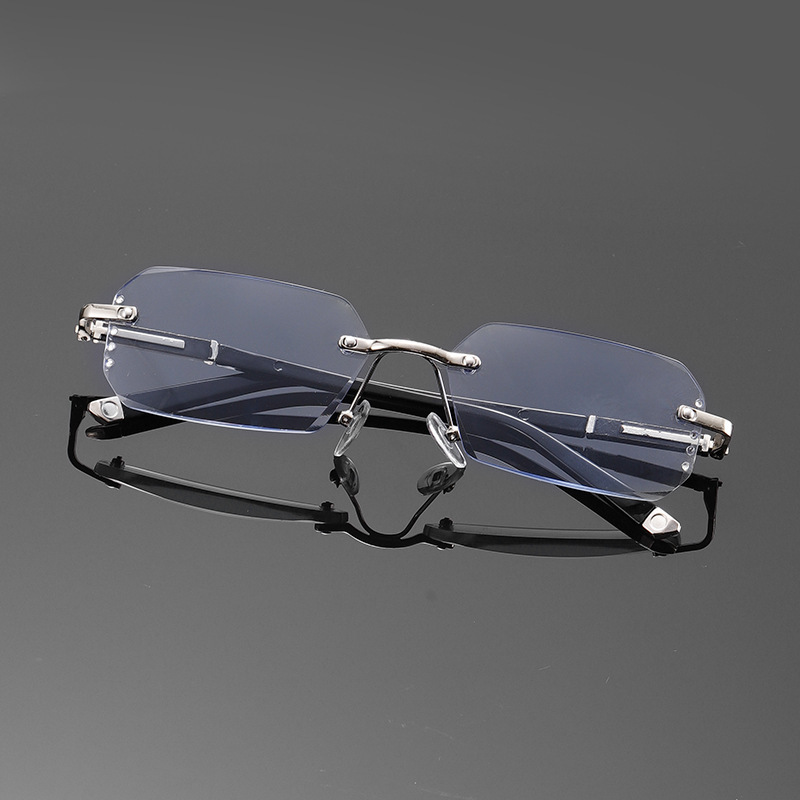 2024新型ブルーレイ防止老眼鏡3063フレームレスダイヤモンド縁切り眼鏡ファッション金属老眼鏡卸売り|undefined