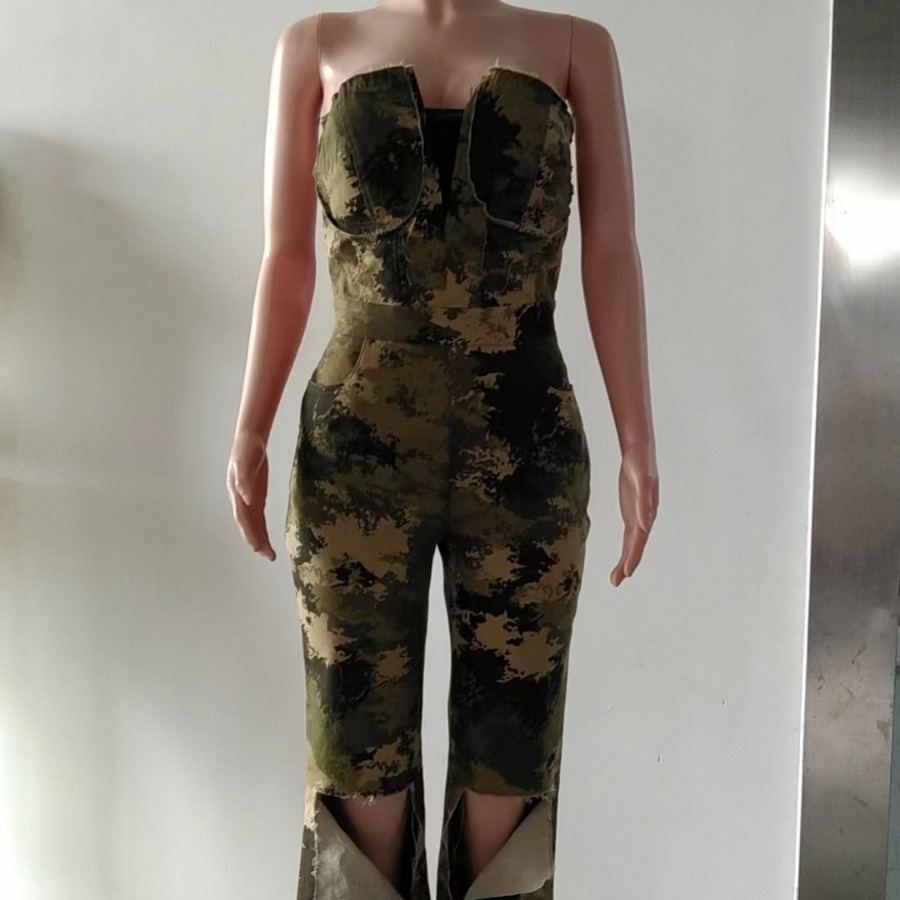 HX0372 Amazon popular a principios de otoño las mujeres del tubo camuflaje estilo occidental mono