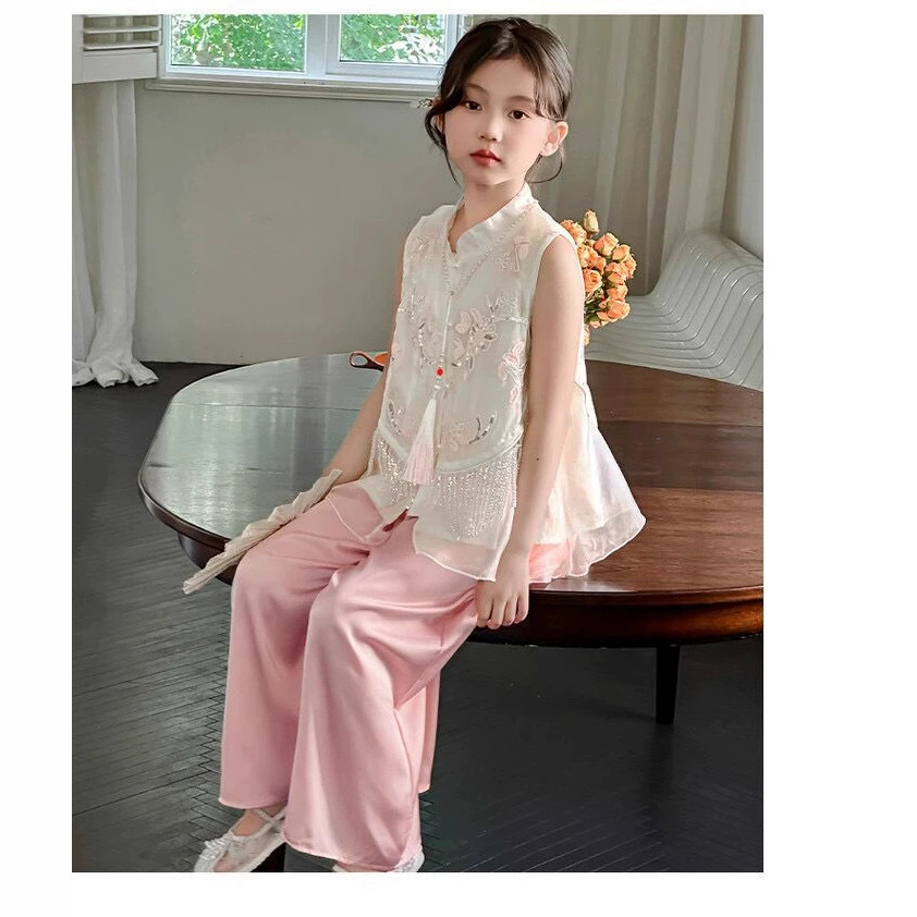 Set, Hanfu, cheongsam, for teenagers, Chinese style, loose fit
