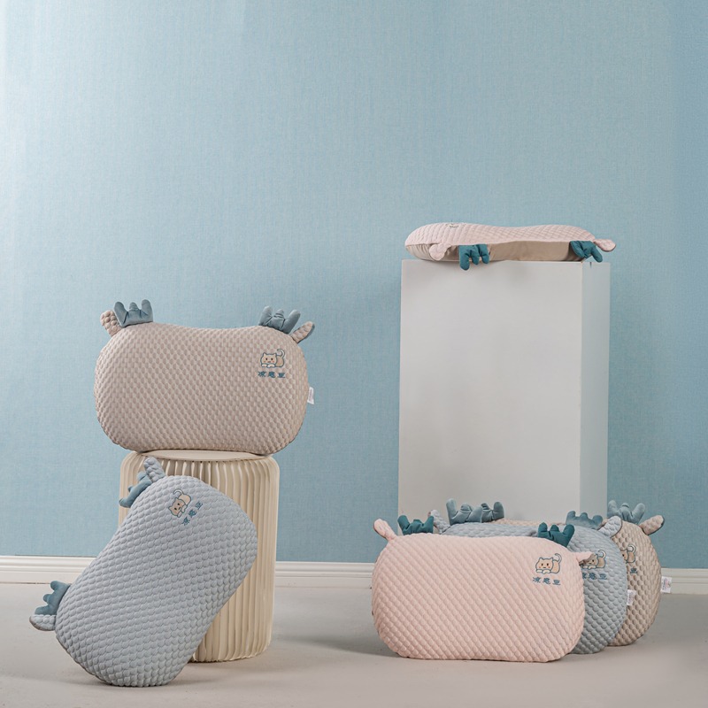 凉感枕头记忆棉猫肚枕带枕套护颈椎助睡眠学生宿舍柔软儿童豆豆枕