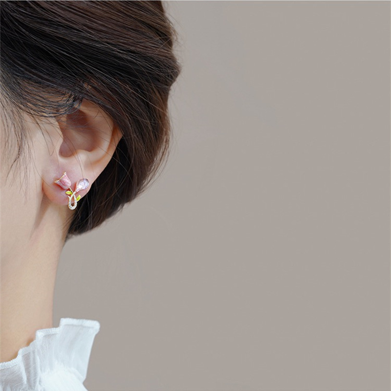 1 Pair Simple Style Classic Style Flower Inlay Alloy Zircon Ear Studs display picture 4