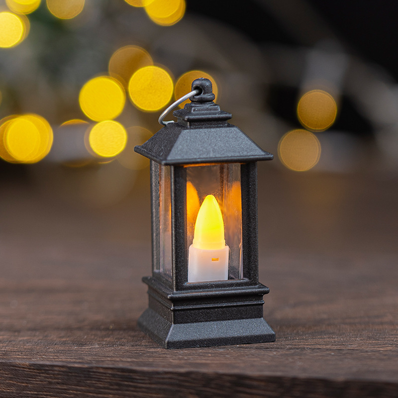 LED ミニ小さな正方形ランプ装飾品クリスマス電子キャンドルライトレトロポータブルポニーランプ燭台ベッドサイドナイトライト|undefined