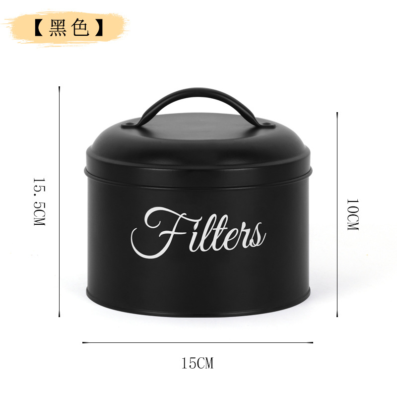 Galletas explosivas, bocadillos, latas redondas, café de hierro metálico de comercio exterior, papel de filtro europeo y americano, barril de almacenamiento, caja de secado a prueba de humedad, simple