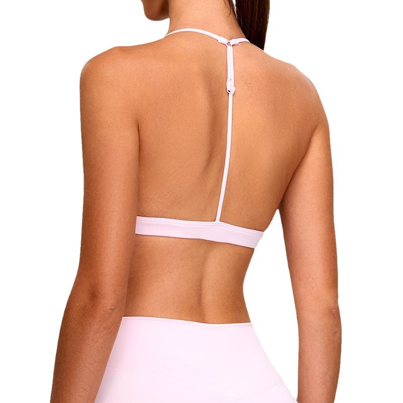 Nuevo estilo transfronterizo desnudo con tirantes finos, chaleco de yoga, camiseta de mujer, hermosa espalda, ropa interior deportiva, sujetador de fitness de secado rápido al aire libre