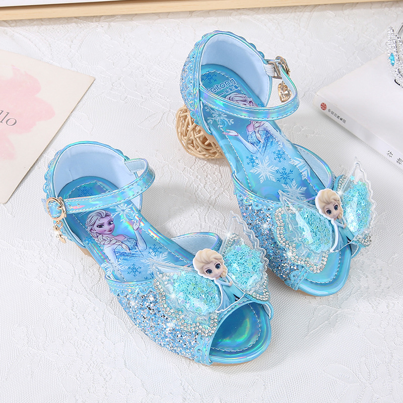 Women's Flat Fashion New Korean Version Princess Shoes Children's Summer Shoes Little Girl Elsa Bowknot Children's Shoes