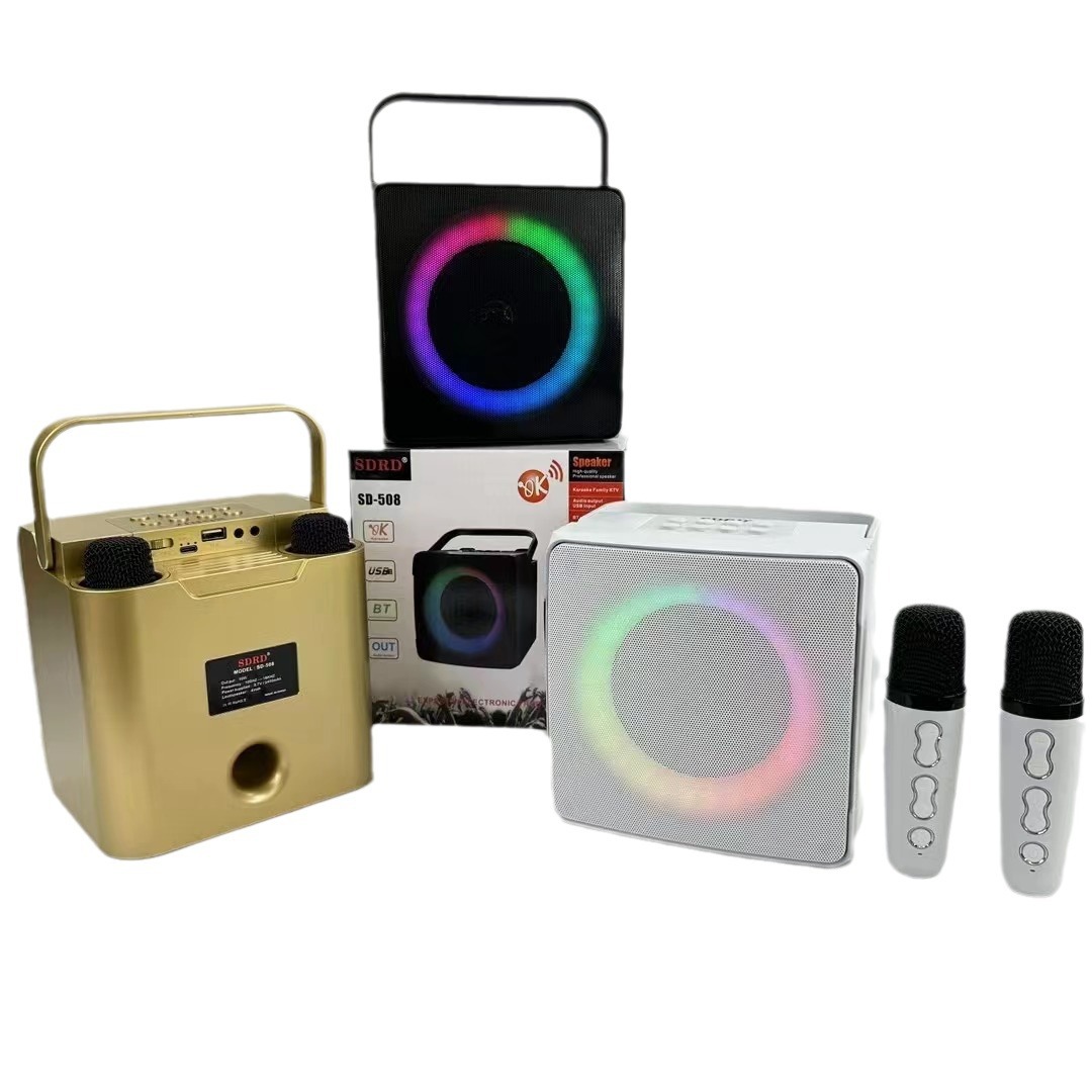 Al Aire Libre SD508 portátil inalámbrico karaoke máquina Bluetooth audio Doble micrófono inalámbrico micrófono audio en vivo
