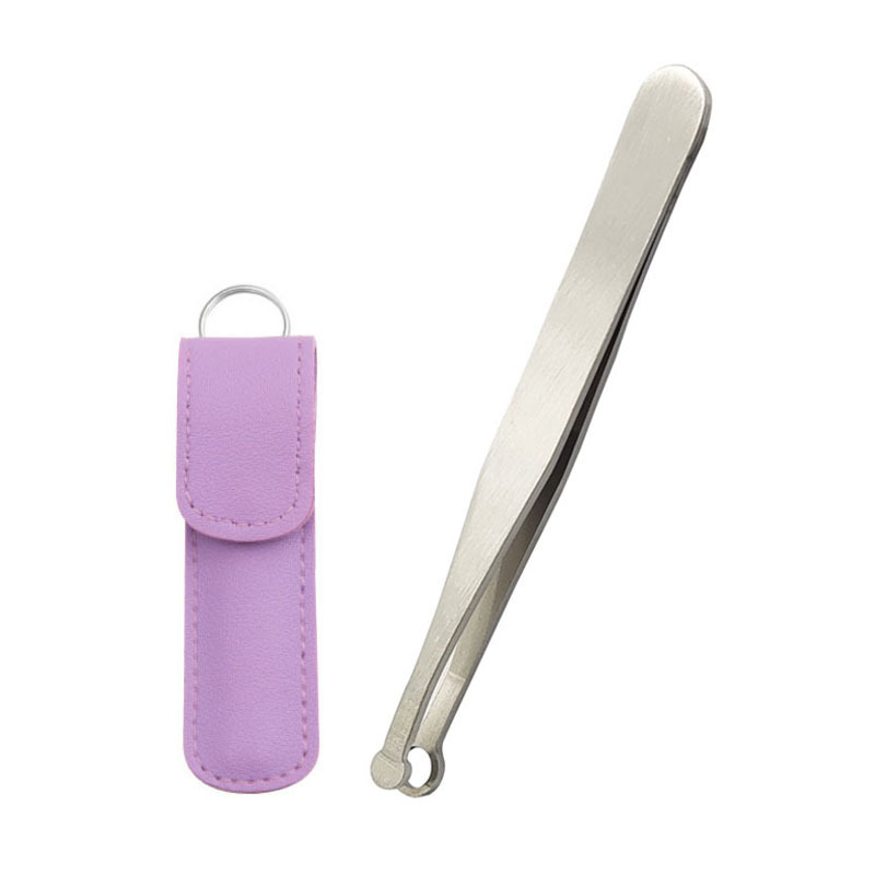 Acero inoxidable cabeza redonda anillo nariz pelo tijeras prensa en forma de nariz pelo clip nariz pelo cuchillo cuero cubierta barba trimmer belleza herramienta