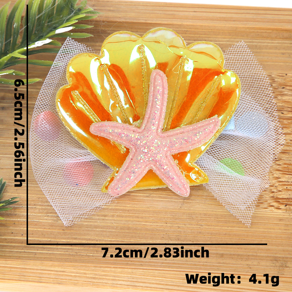 Cartoon shell starfish clip de pelo tema mar decoración de fiesta de cumpleaños clip de pelo borde clip de sequela clip de pelo