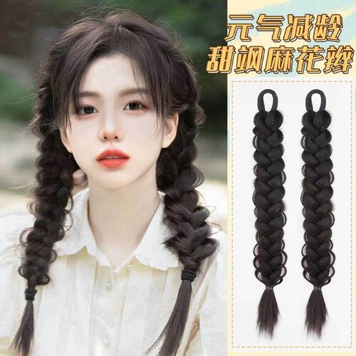 Ponytails for girls, simulated twist braids, single-strand braids, internet celebrity's same double ponytails, hot girls' natural boxing braids, ponytails