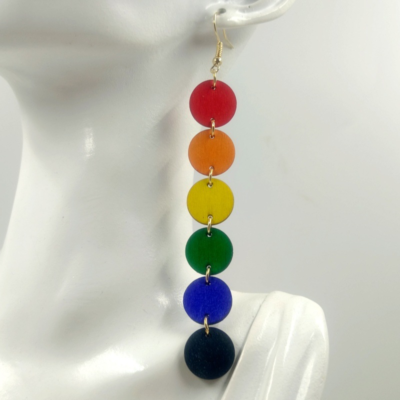 Geometric Pattern 1 Pair Basic Geometric Wood Drop Earrings