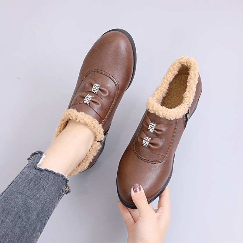 Plush Women's Shoes Soft leather 2022 winter new pattern Cotton-padded shoes Lambswool Mom shoes With slope Versatile comfortable hyoma