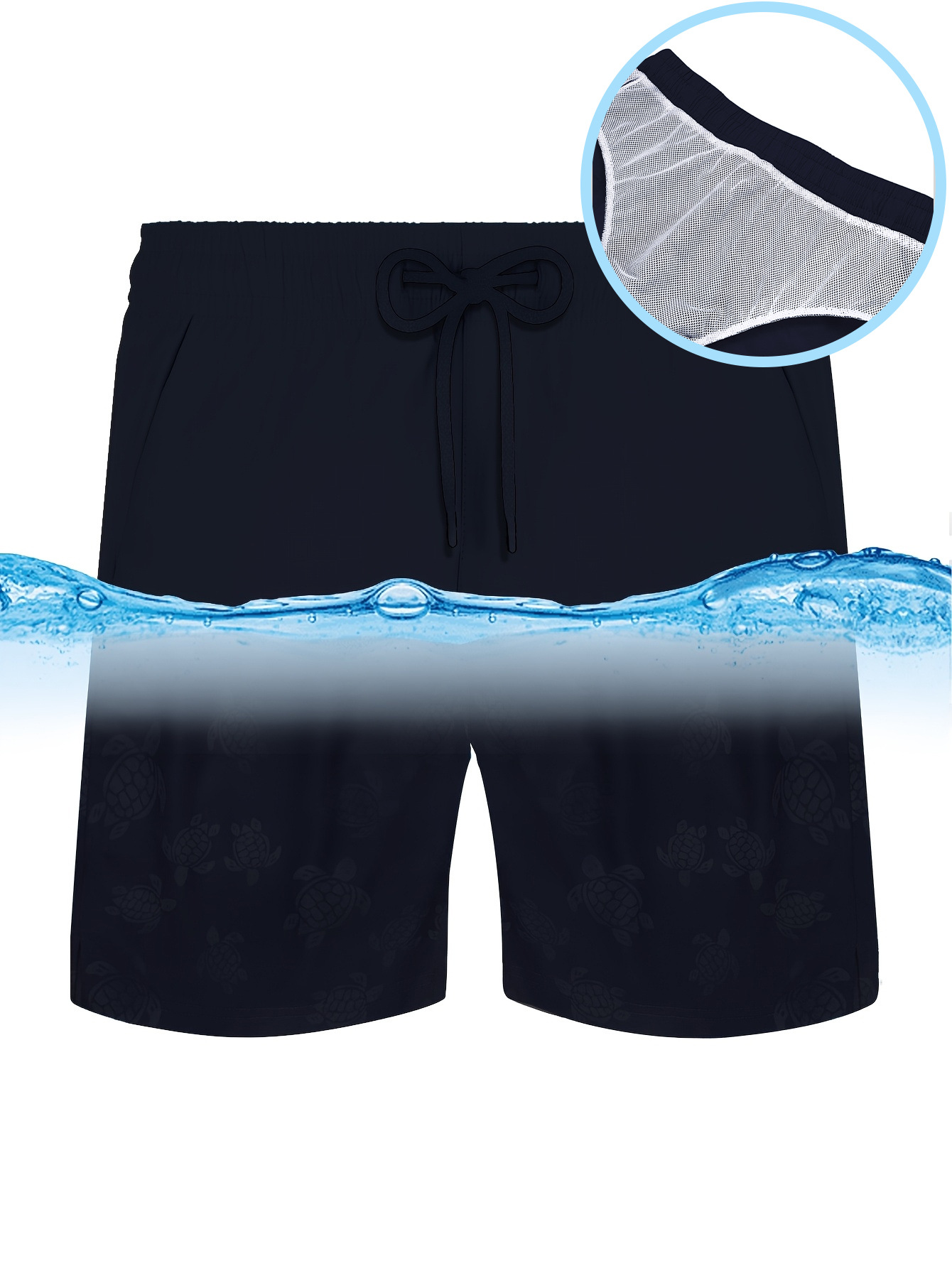 Thin Casual Printed Pants, Summer Sports Shorts, Deep Blue Mesh Outdoor Quarter Length Beach Pants For Men_voghion.com
