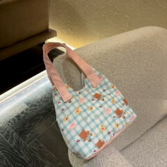 跨境韩版可爱印花女生手提包托特包卡通高颜值熊猫大容量单肩包