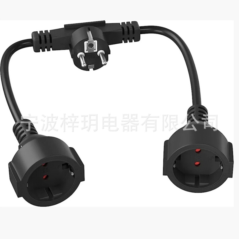 European standard power extension cord European standard 1 minute 2 tee 2 in 1 socket adapter plug extension cord 250V/16A