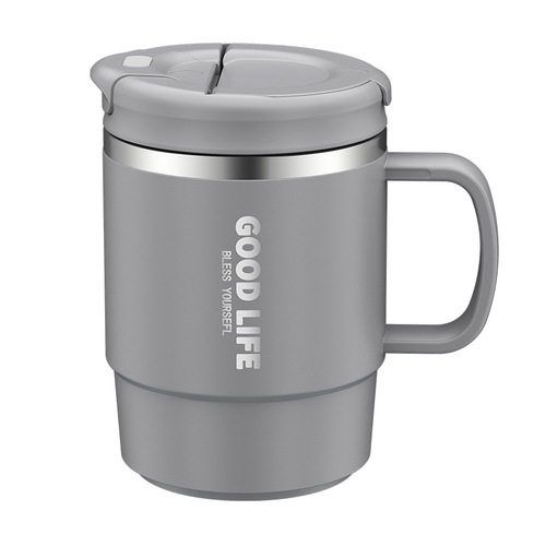 New product 304 stainless steel mug double-layer cup home tea cup office coffee cup with lid 304 water cup gift