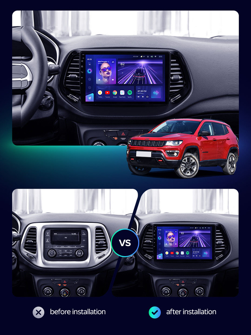 Suitable for Jeep 18-19 Compass Models, Car Dvd Navigation, Android Large Screen Central Control Screen Navigation All-In-One Machine Gps