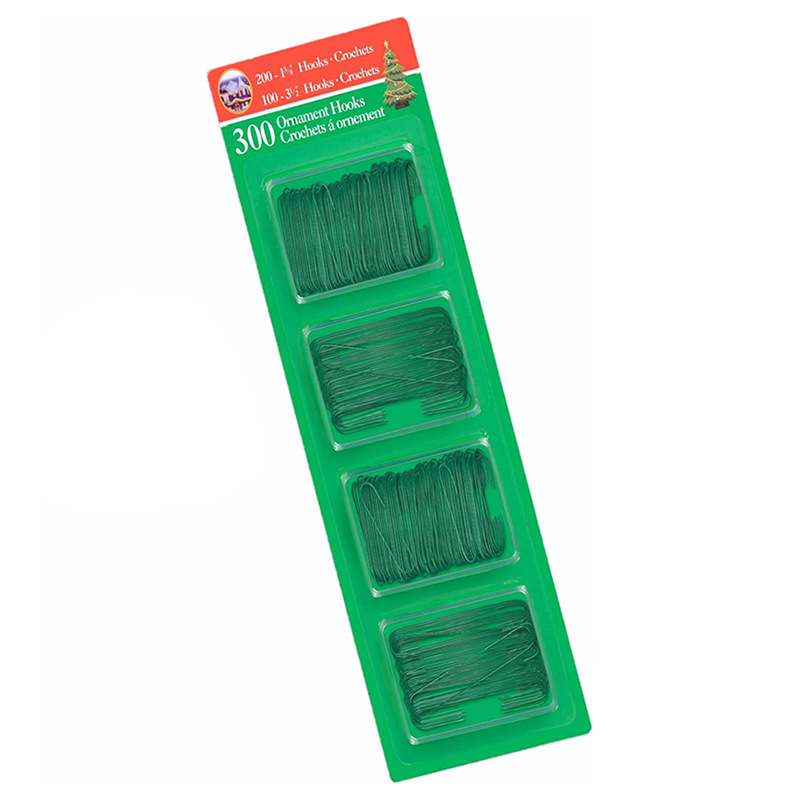 Amazon estilo caliente 300 piezas/caja decorativa bola de Navidad gancho decorativo verde árbol de Navidad decoración alambre de metal gancho decorativo