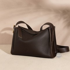 歌菲尼クロスボーダーの新型2025高級な質感の頭の層の牛革の枕の包みの百合の真皮のシングル肩の斜めのショルダーバッグの女性