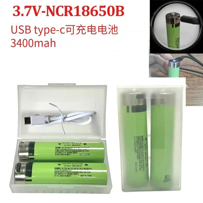 Usb-3.7V Ncr18650B 3400Mah Lithium Battery Pack Rechargeable Battery USB Type-C Usb-3.7V Ncr18650B 3400Mah Lithium Battery Pack Rechargeable Battery USB Type-C