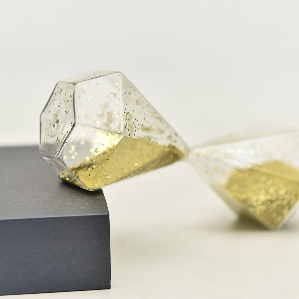 Dorado creativo diamante vidrio reloj de arena temporizador adornos para el hogar decoración de escritorio regalo artesanía de vidrio