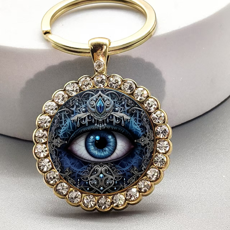 Cross-Border Fashion New Retro Devil's Eye Round Glass Alloy Men's Hip-Hop Keychain Jewelry Wholesale Cross-Border Fashion New Retro Devil's Eye Round Glass Alloy Men's Hip-Hop Keychain Jewelry Wholesale