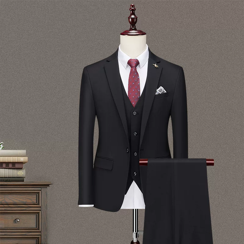 Set, classic suit jacket for leisure, Korean style, 3 piece set