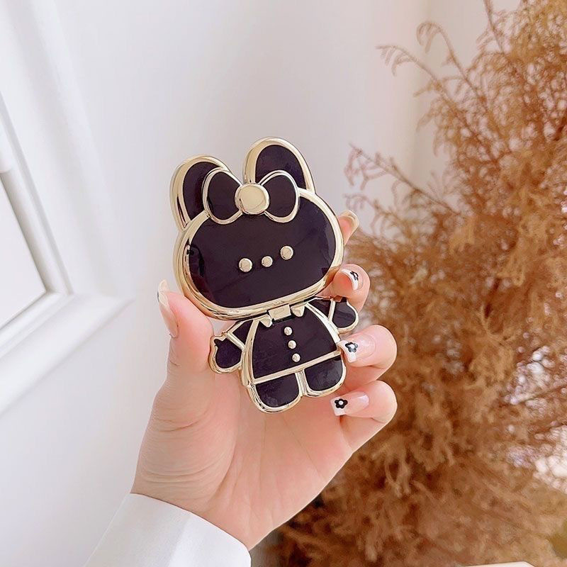 ウサギの化粧鏡携帯電話ホルダーバックステッカー折りたたみミラーかわいい漫画蝶ウサギの携帯電話ケースアクセサリー|undefined