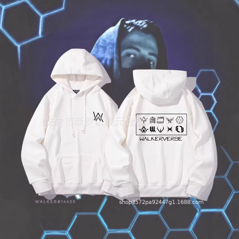 Alan Walker Merchandise Autumn and Winter Printed Fleece Sweatshirt for Male Students Trendy Fashion Hoodie