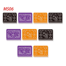 跨境专供  墨西哥派对方形剪纸毛毡拉花 亡灵节毛毡拉旗 狂欢派对