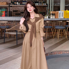 秋装女2025年新款条纹衬衫连衣裙子早秋高级感小个子法式气质长裙