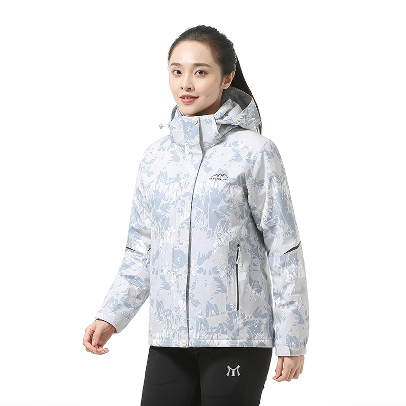 团购风雪狼羽绒冲锋衣女冬季户外保暖白鸭绒一体羽绒服男士滑雪服