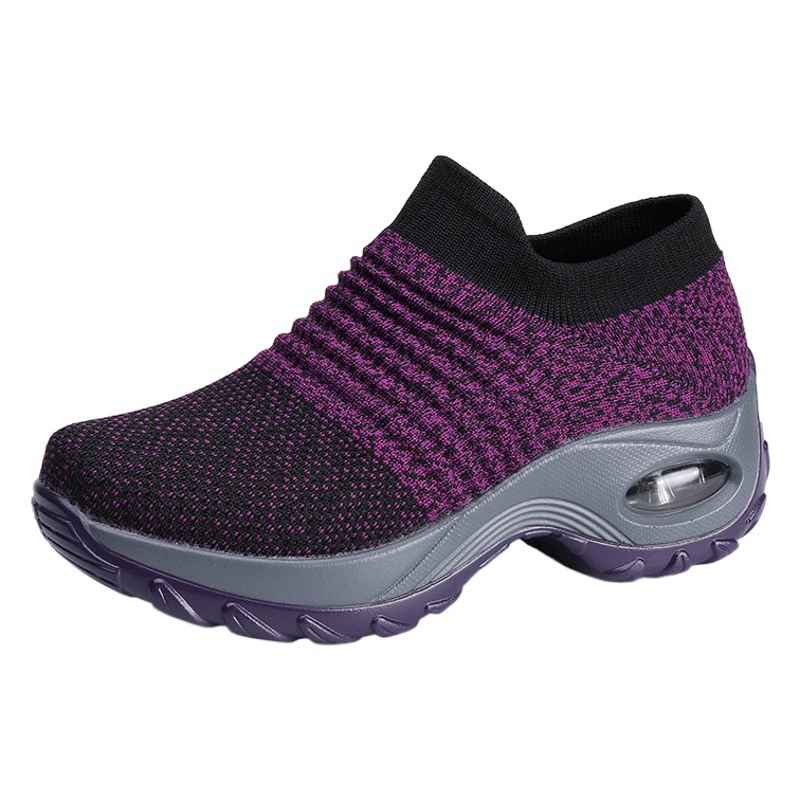 Трансграничная коммерциалка больших размеров Amazon наружная супер легкая женская обувь на воздушной подушке летающие тканые кроссовки носки обувь обувь для внешней торговли