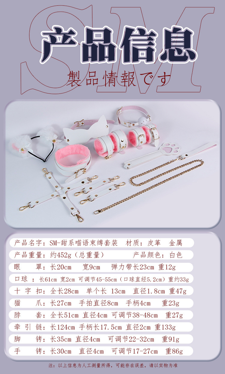 Sweet Cat-Themed Bondage Restraint Kit for Couples, Leather and Metal Adult Play Set — detail image 30