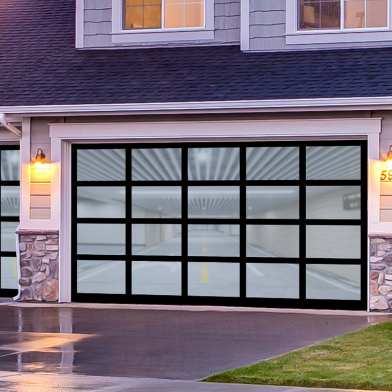Aluminum alloy transparent garage door for car 4S shops, electric remote-controlled transparent lift door, smart rolling shutter door
