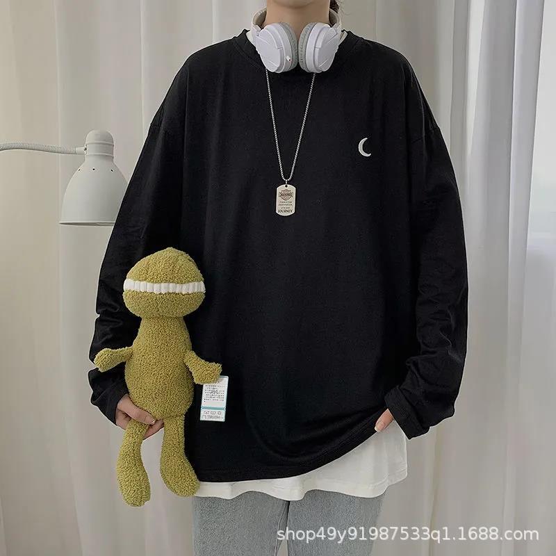 Fat couple large size clothes fashion student men's long sleeve T-shirt new autumn coat T-shirt men's 300kg