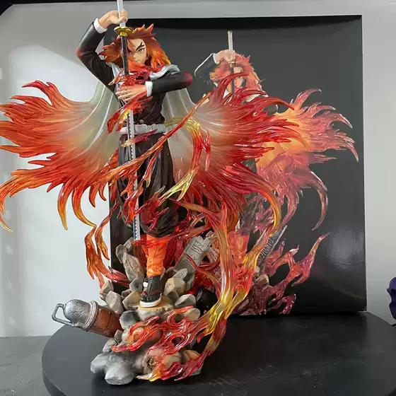 Demon Slayer GK Flame Hashira Kyojuro Rengoku Sword Drawing Anime Figure Statue Desktop Model
