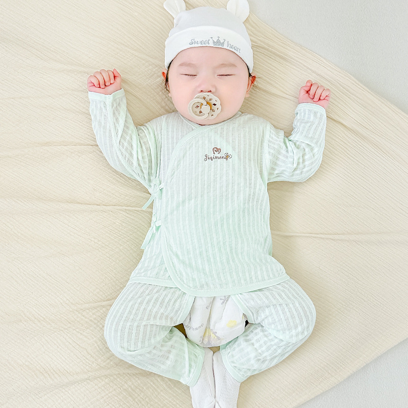 Ropa de bebé recién nacido de verano de algodón recién nacido de manga larga 0 estilo delgado de marzo monje pijama de verano dividido traje de bebé
