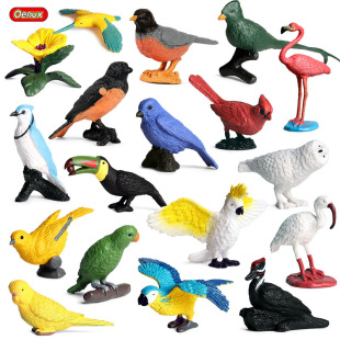 Cross-border simulation bird animal model solid bird mini Flamingo parrot toucan desktop ornaments toy
