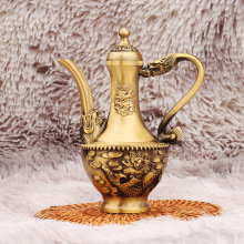 黄铜双鱼酒壶复古创意五牛八仙家居酒柜酒宴高酒壶金属摆件工艺品