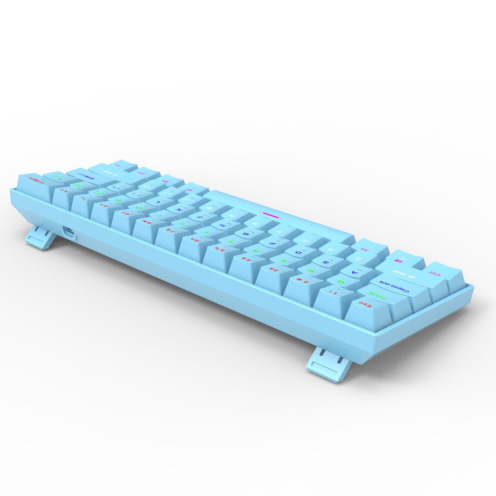 OKK210 mehaaniline klaviatuur C-tüüpi liides, 61 klahviga juhtmega roheline punane telg, mängukontor, kaasaskantav_voghion.com