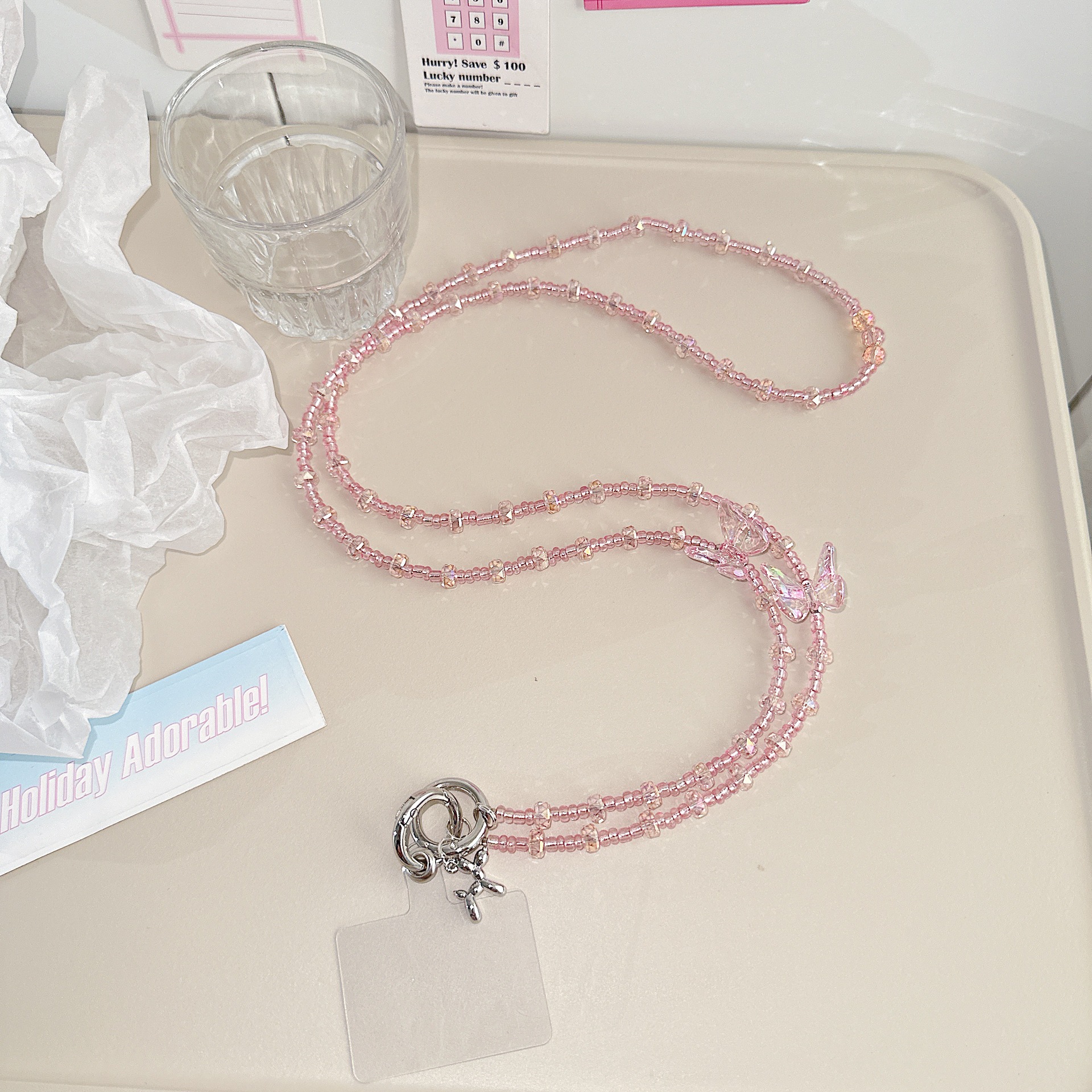 Cute viento dulce caricatura cuentas de teléfono móvil colgante colgante universal bolso de teléfono móvil colgante colgante col