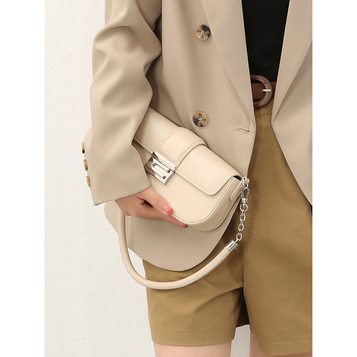 Small bag 2024 new high-end niche harmonica chain small square bag baguette armpit bag women's shoulder crossbody bag
