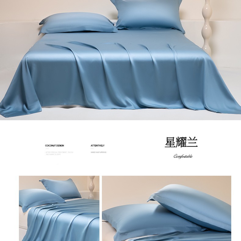 Nuevas sábanas de verano de seda de una sola pieza dormitorio doble, seda de hielo, funda de edredón desnuda, funda de almohada de edredón fresco, juego de tres piezas