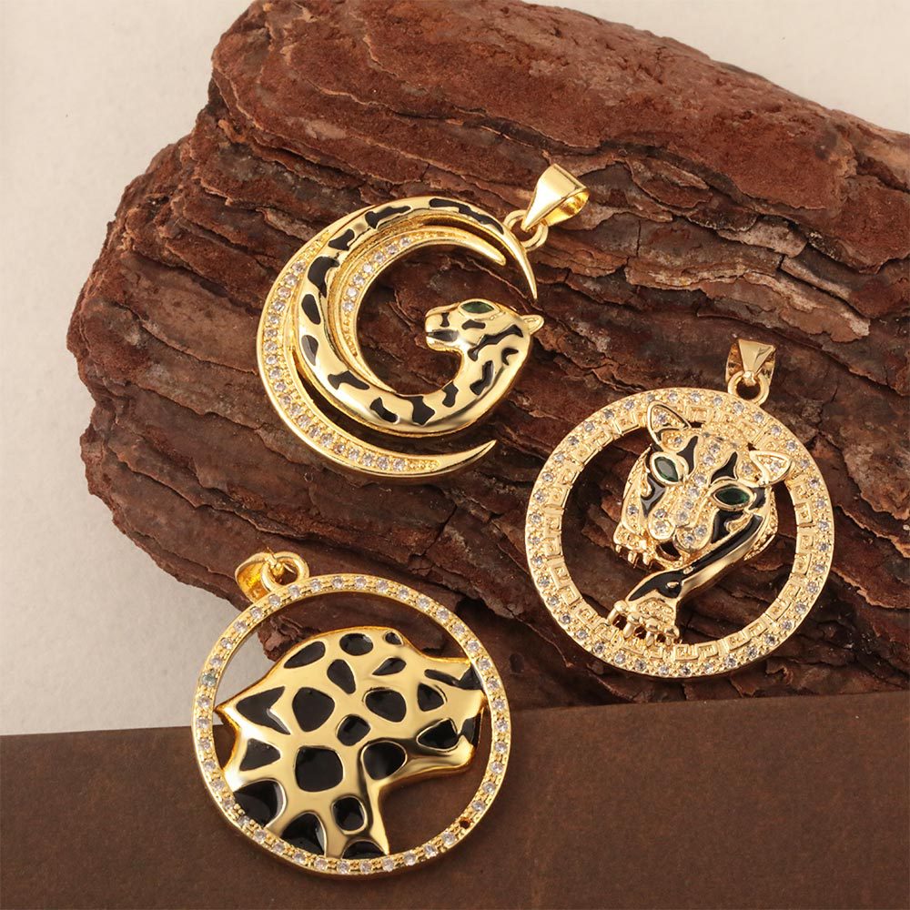 Copper Material Animal, Jaguar Pattern Women's Gender 1 Piece Copper Zircon Animal Jaguar Pendant Necklace