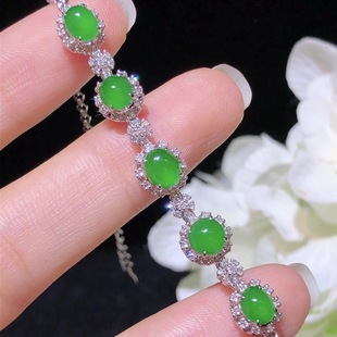 Natural jadeite water-embellish color and gorgeous appearance full yang green egg face jadeite earrings 18k gold inlay
