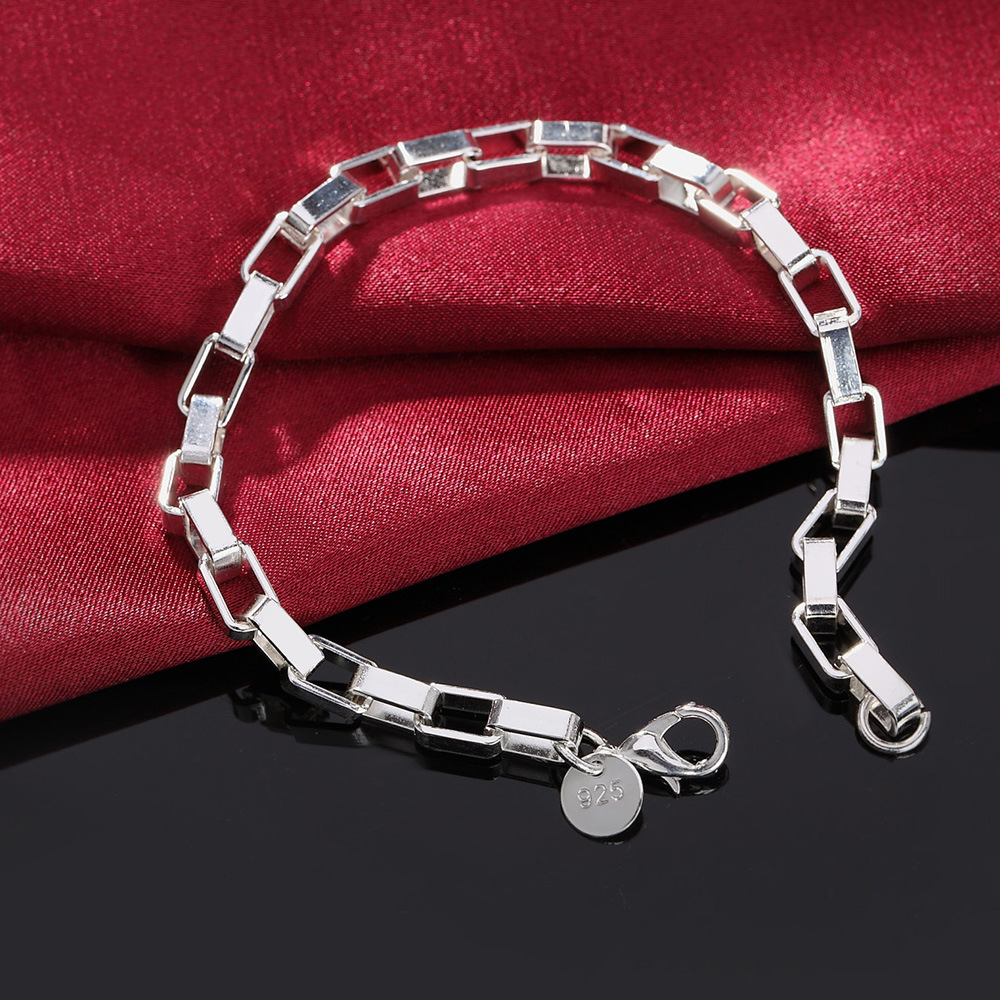 Jinrongxing Silver-Plated Jewelry Export Factory Price Jewelry Large Long Plaid Bracelet Men and Women Cross-Border Jewelry