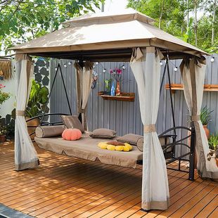 Yuanmao Outdoor Swing Bed Rocking Chair Can Sit and Lie down Dual-Purpose Swing Chair Courtyard Garden Iron Leisure Hanging Chair Bed